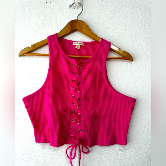 DEREKHEART Light Pink Oversized Tank Top XL Top Lace Woman Crop Top Halter Top - Picture 4 of 10